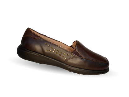 Zapato de Confort de piel de venado Jarking 14000 Café para mujer