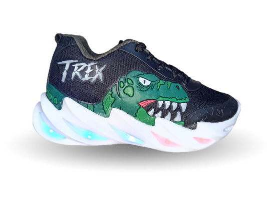 Tenis con luces leds ajuste de agujetas Play Colors 2024 Negro/Verde para niño