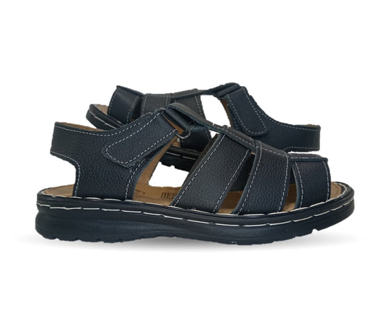 Sandalia de piel con contactel Riveello 640 Negro para hombre
